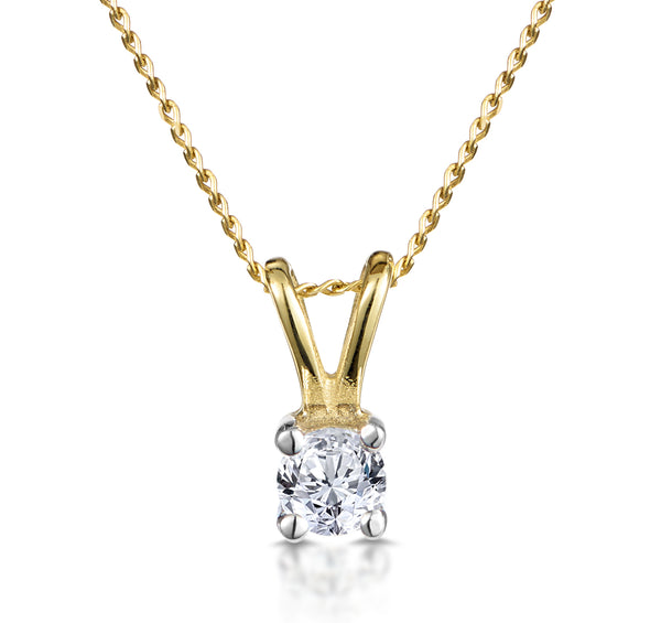 Diamond Solitaire Necklace 0.15CT Diamond 9K Yellow Gold